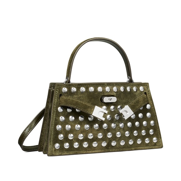 Tory Burch Olive Green Sued Satchel with Silver Accents - Picture 6 of 6